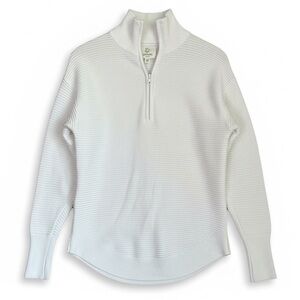 Offline by Aerie Textured Quarter 1/4 Zip Pullover Sweatshirt Women White Sz XS